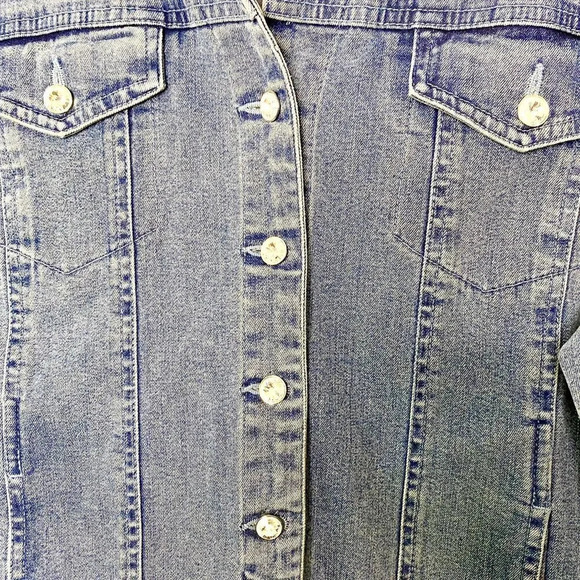 Christine Alexander Denim Fitted Jean Jacket Swarovski Crystals Women's Medium - Picture 5 of 9